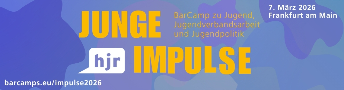 Logo Junge Impulse 2026. BarCamp des Hessischen Jugendrings zu Jugend, Jugendverbandsarbeit und Jugendpolitik.  