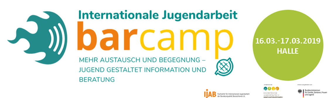 Logo Jugend-BarCamp: Mehr Austausch und Begegnung - Jugend gestaltet Information und Beratung